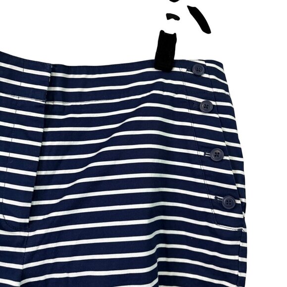 Talbots Women's Nautical Coastal Navy Striped Button Detail Sailor Short Size 14 - Picture 5 of 12